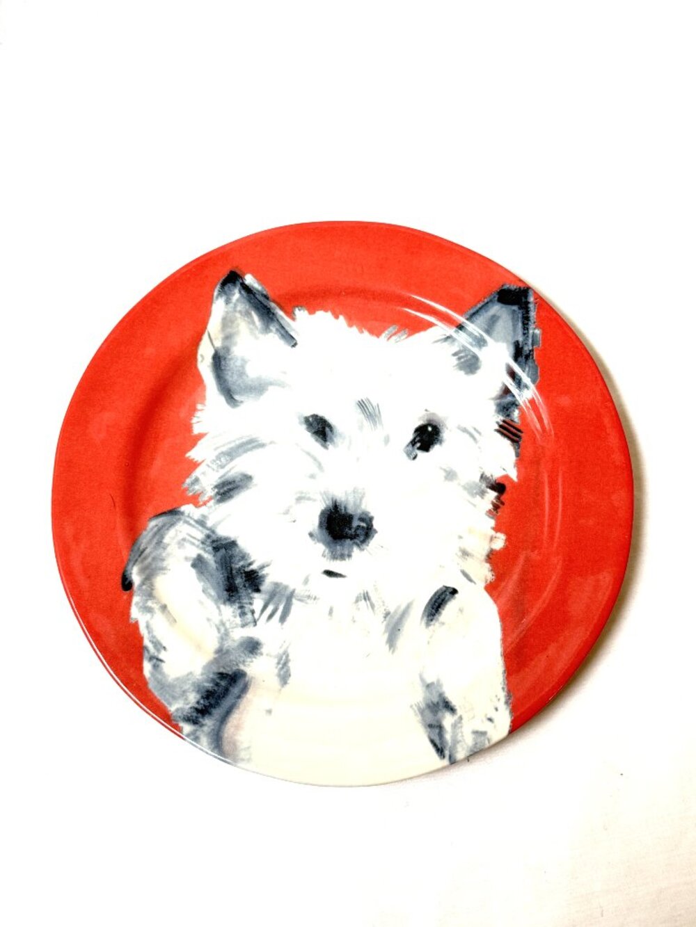 Retired Sally Muir Anthropologie Dog a Day Plate Westie West Highland Terrier
